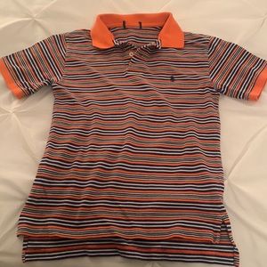 Polo Shirt Boys size 10-12 blue,orange strip